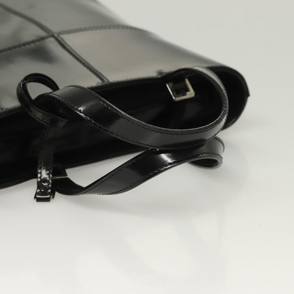 GUCCI Hand Bag Enamel 2way Black Gold 000 2113 0553 Auth ti3137