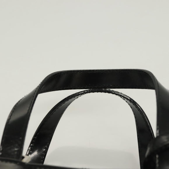 GUCCI Hand Bag Enamel 2way Black Gold 000 2113 0553 Auth ti3137