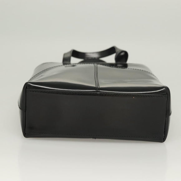 GUCCI Hand Bag Enamel 2way Black Gold 000 2113 0553 Auth ti3137