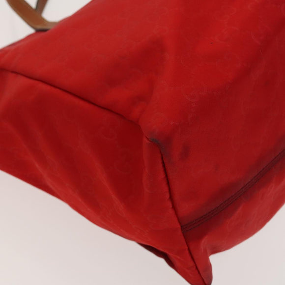GUCCI GG Canvas Tote Bag Nylon Red Gold 282439 Auth ti3140