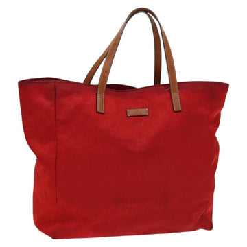 GUCCI GG Canvas Tote Bag Nylon Red Gold 282439 Auth ti3140