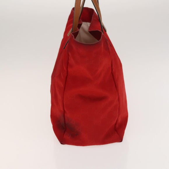 GUCCI GG Canvas Tote Bag Nylon Red Gold 282439 Auth ti3140
