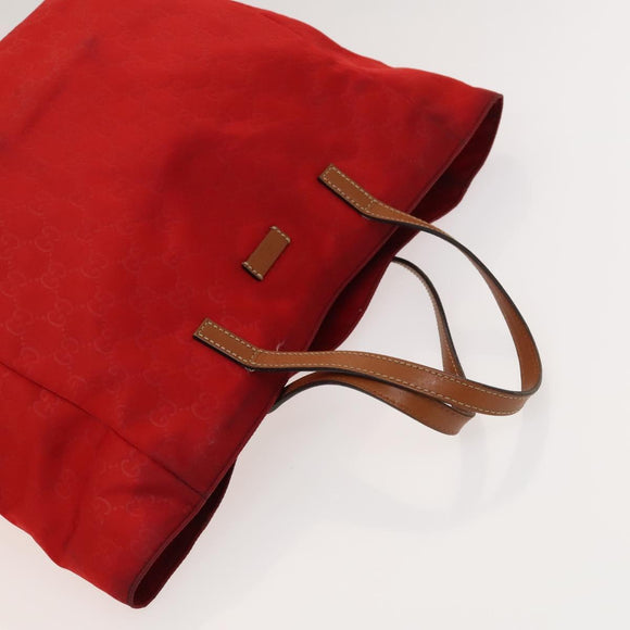 GUCCI GG Canvas Tote Bag Nylon Red Gold 282439 Auth ti3140