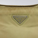 PRADA Hand Bag Nylon Leather Beige Silver Auth ti3143-17