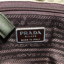 PRADA Hand Bag Nylon Leather Beige Silver Auth ti3143-18