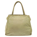 PRADA Hand Bag Nylon Leather Beige Silver Auth ti3143-2