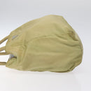 PRADA Hand Bag Nylon Leather Beige Silver Auth ti3143-4