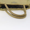 PRADA Hand Bag Nylon Leather Beige Silver Auth ti3143-7