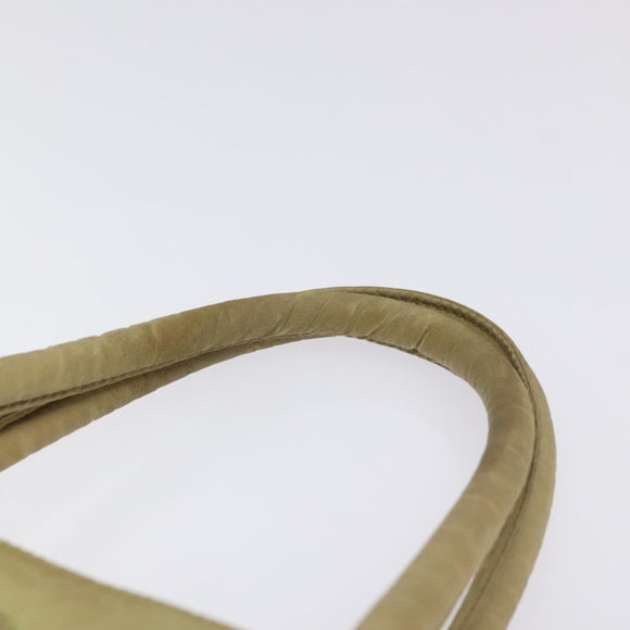 PRADA Hand Bag Nylon Leather Beige Silver Auth ti3143