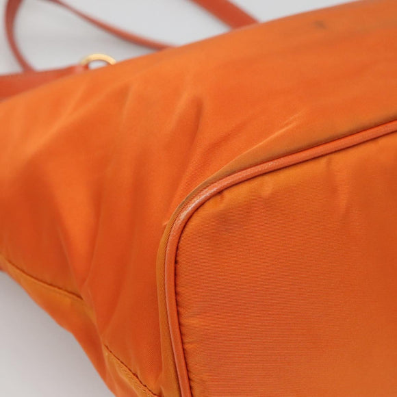 PRADA Tragetasche Nylon Orange Gold Auth ti3145