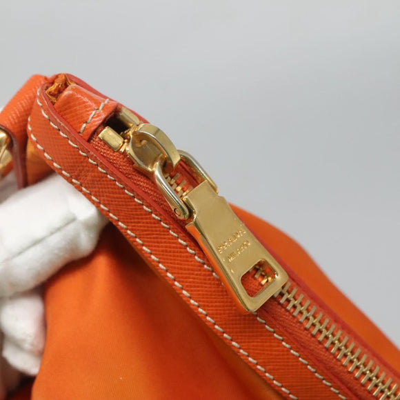 PRADA Tote Bag Nylon Orange Gold Auth ti3145