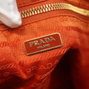 PRADA Tote Bag Nylon Orange Gold Auth ti3145-18
