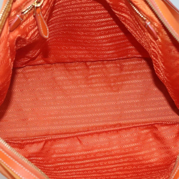 PRADA Tragetasche Nylon Orange Gold Auth ti3145
