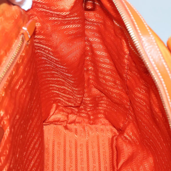 PRADA Tragetasche Nylon Orange Gold Auth ti3145