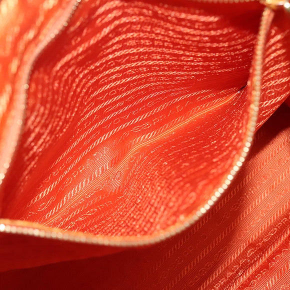 PRADA Tote Bag Nylon Orange Gold Auth ti3145