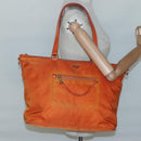 PRADA Tote Bag Nylon Orange Gold Auth ti3145-23