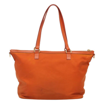PRADA Tote Bag Nylon Orange Gold Auth ti3145 - 0