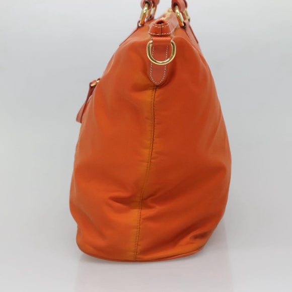 PRADA Tragetasche Nylon Orange Gold Auth ti3145