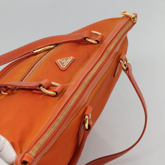 PRADA Tragetasche Nylon Orange Gold Auth ti3145