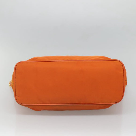PRADA Tote Bag Nylon Orange Gold Auth ti3145