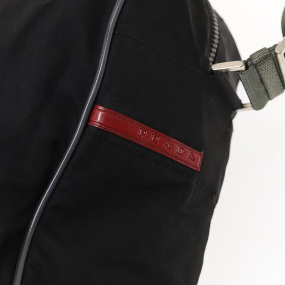 PRADA Sports Boston Bag Nylon Black Silver Auth ti3146