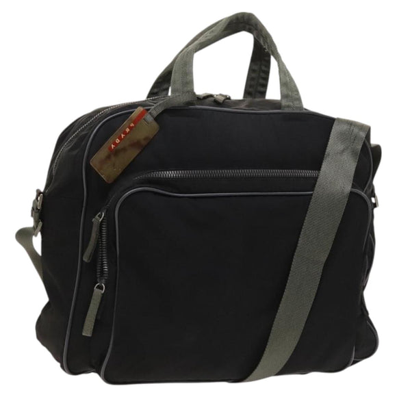 PRADA Sports Boston Bag Nylon Black Silver Auth ti3146