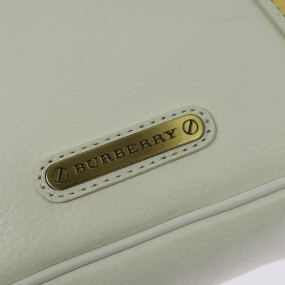 BURBERRY Shoulder Bag Leather White Auth ti3147