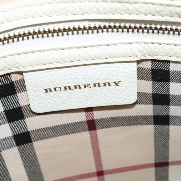 BURBERRY Shoulder Bag Leather White Auth ti3147