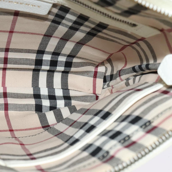 BURBERRY Shoulder Bag Leather White Auth ti3147