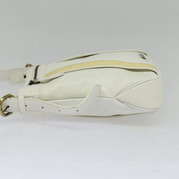 BURBERRY Shoulder Bag Leather White Auth ti3147