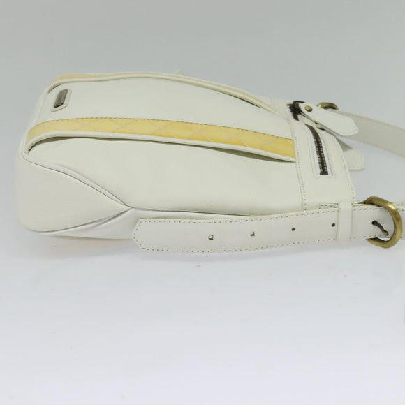BURBERRY Shoulder Bag Leather White Auth ti3147