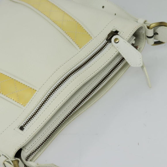 BURBERRY Shoulder Bag Leather White Auth ti3147