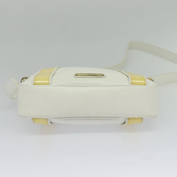 BURBERRY Shoulder Bag Leather White Auth ti3147