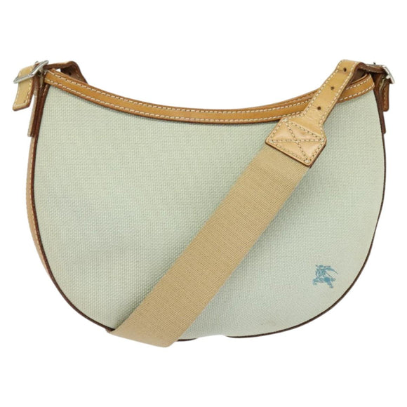 BURBERRY Blue Label Shoulder Bag Canvas Light Blue Silver Auth ti3149