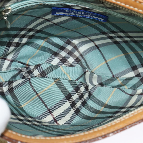 BURBERRY Blue Label Shoulder Bag Canvas Light Blue Silver Auth ti3149