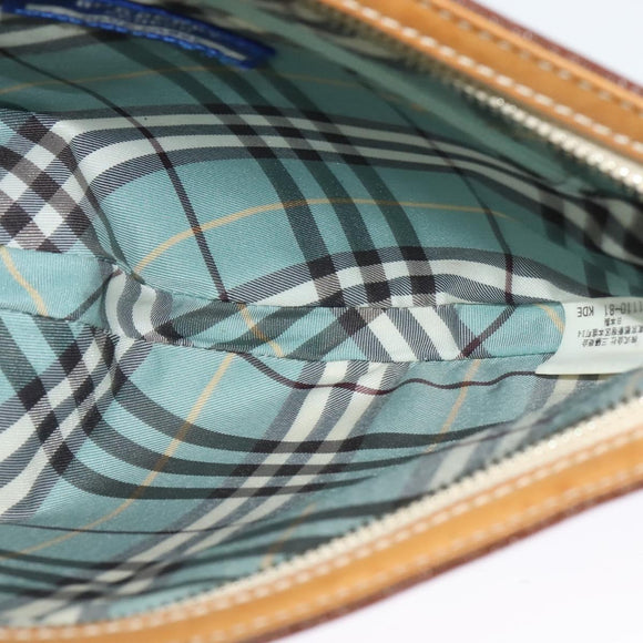 BURBERRY Blue Label Shoulder Bag Canvas Light Blue Silver Auth ti3149