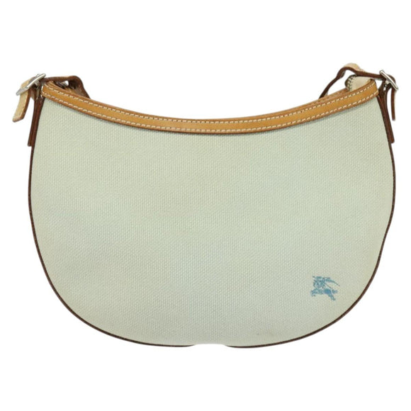 BURBERRY Blue Label Shoulder Bag Canvas Light Blue Silver Auth ti3149