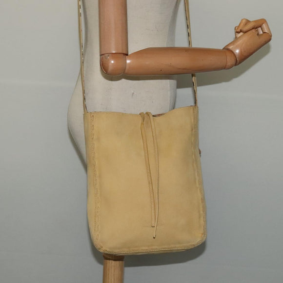 Burberrys Blue Label Shoulder Bag Suede Beige Silver Auth ti3150