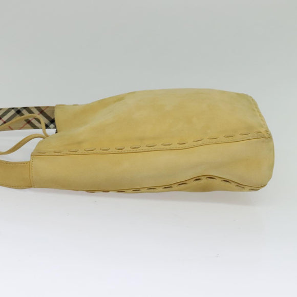 Burberrys Blue Label Shoulder Bag Suede Beige Silver Auth ti3150