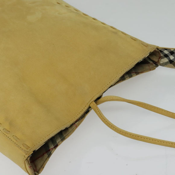 Burberrys Blue Label Shoulder Bag Suede Beige Silver Auth ti3150