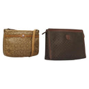 CELINE Macadam Canvas C Sulky Shoulder Bag 2Set Beige Brown Auth ti3152-1