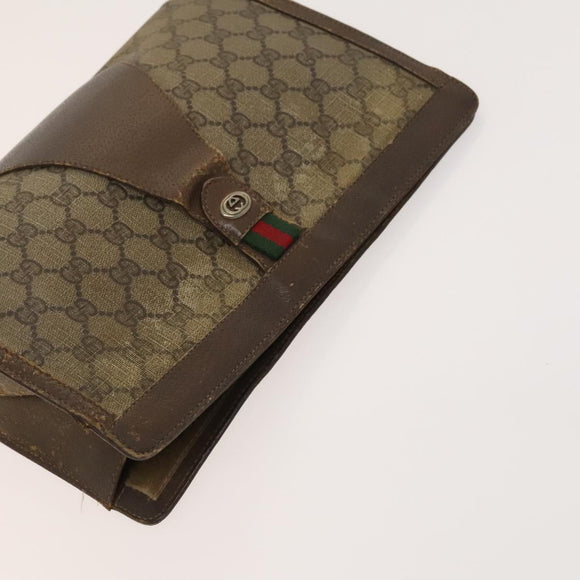 GUCCI GG Canvas Supreme Line Bag PVC Suede 3Set Beige Black Auth ti3153