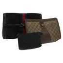GUCCI GG Canvas Supreme Line Bag PVC Suede 3Set Beige Black Auth ti3153-1