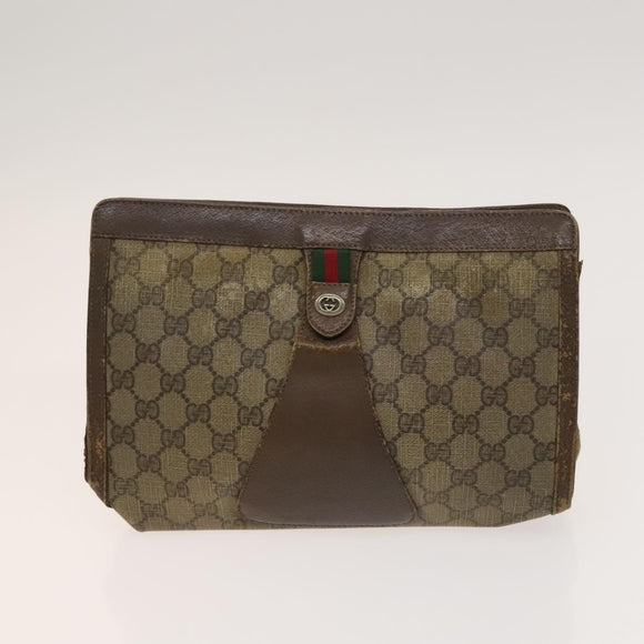 GUCCI GG Canvas Supreme Line Bag PVC Suede 3Set Beige Black Auth ti3153