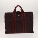 HERMES Tote Bag Canvas 3Set Gray Black Red Auth ti3156-11
