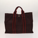 HERMES Tote Bag Canvas 3Set Gray Black Red Auth ti3156-12