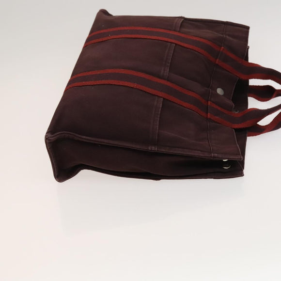 HERMES Tote Bag Canvas 3Set Gray Black Red Auth ti3156