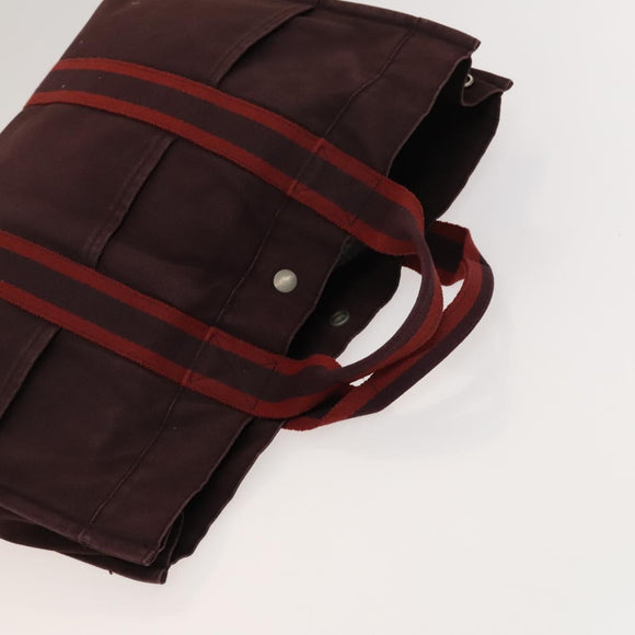 HERMES Tote Bag Canvas 3Set Gray Black Red Auth ti3156