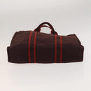 HERMES Tote Bag Canvas 3Set Gray Black Red Auth ti3156-16