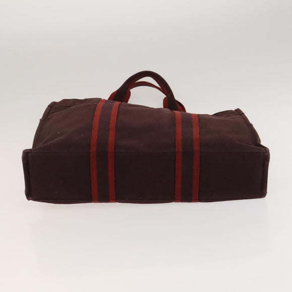 HERMES Tote Bag Canvas 3Set Gray Black Red Auth ti3156